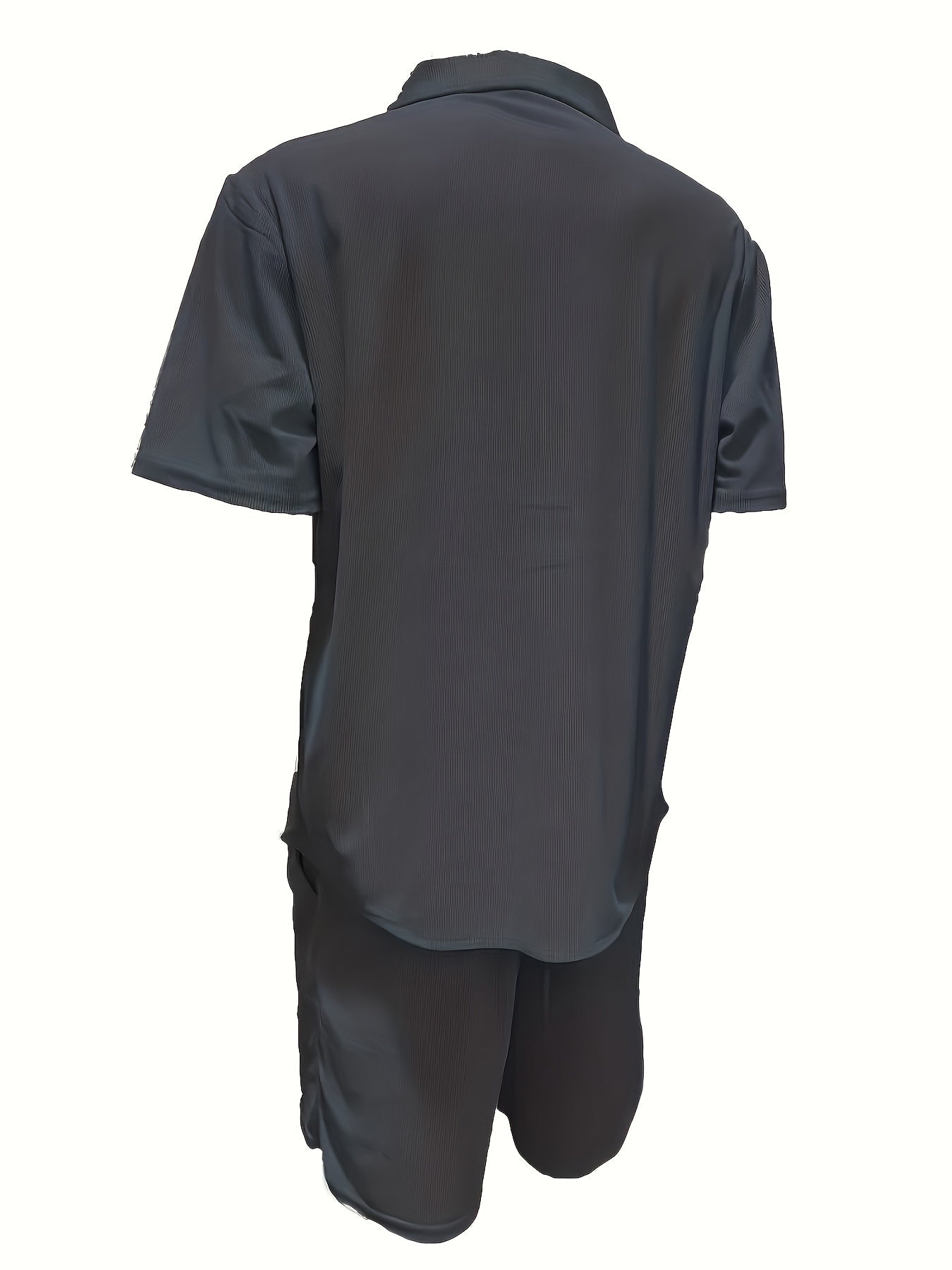 2-Piece Men's Casual Summer Set, Short-Sleeved Shirt with Drawstring Pants and Non-Stretch Fabric, Regular Fit for Everyday Wear and Beach, Solid Color