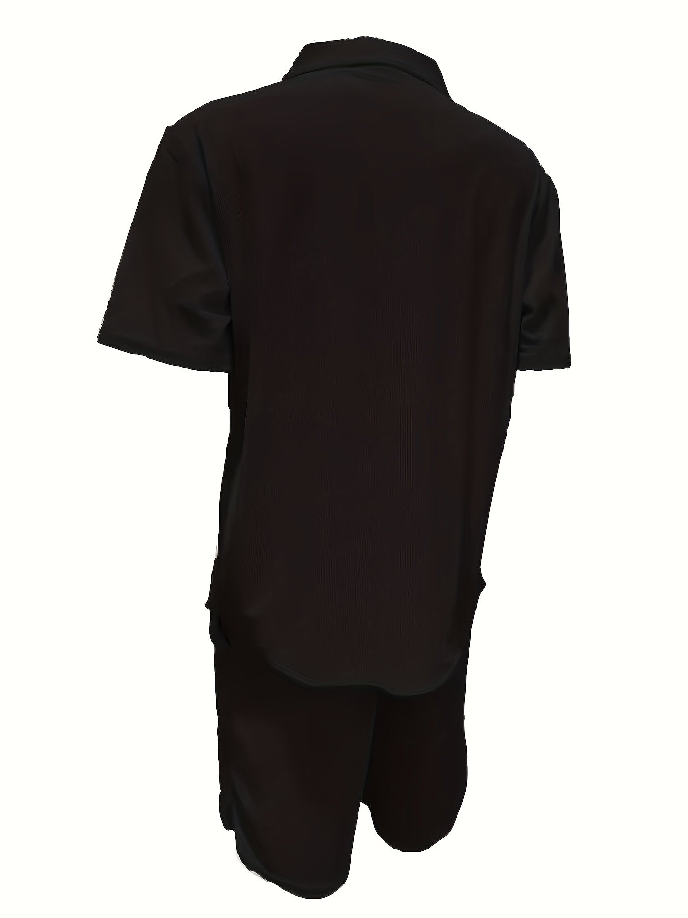 2-Piece Men's Casual Summer Set, Short-Sleeved Shirt with Drawstring Pants and Non-Stretch Fabric, Regular Fit for Everyday Wear and Beach, Solid Color